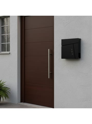 relaxdays Briefkasten in Schwarz - (B)37 x (H)37,5 x (T)10,5 cm