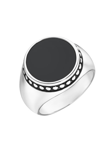 Giorgio Martello Milano Ring Siegelring Mit Schwarzem Achat in Schwarz