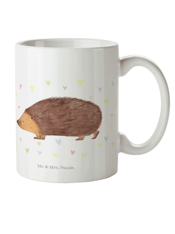 Mr. & Mrs. Panda Kindertasse Igel Herzen ohne Spruch in Weiß