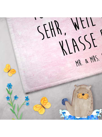 Mr. & Mrs. Panda Gästehandtücher Flamingo Stolz mit Spruch in Aquarell Pink