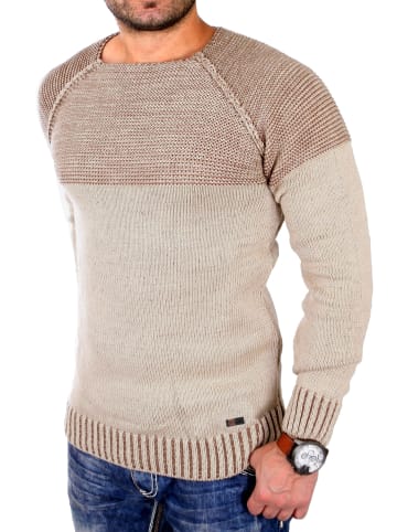 RESLAD Strickpullover Two-Tone in camel