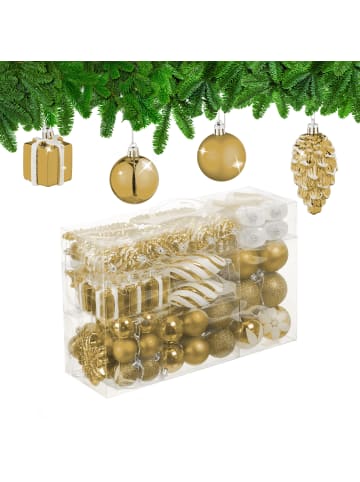 relaxdays 72-tlg. Weihnachtskugeln Set in Gold