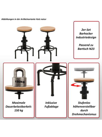 MCW 2er-Set Barhocker N23, Natur