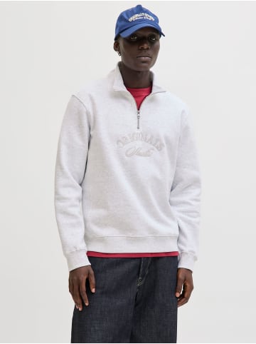 Jack & Jones Sweatshirt mit halbem Reißverschluss in Bright White