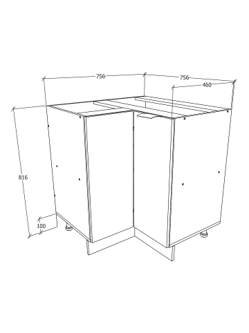 ebuy24 Küchenunterschrank Fasola Eiche 76 x 76 cm