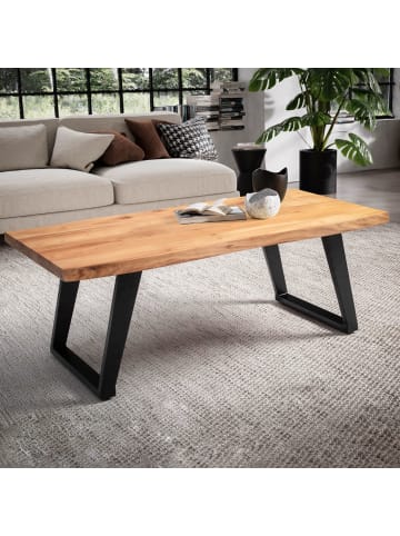 KADIMA DESIGN Couchtisch 120x60x46 cm Massivholz / Metall Baumkante, Design