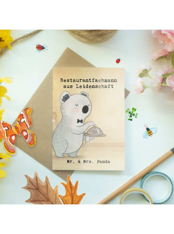 Mr. & Mrs. Panda Grußkarte Restaurantfachmann Leidenschaft Desig... in Weiß
