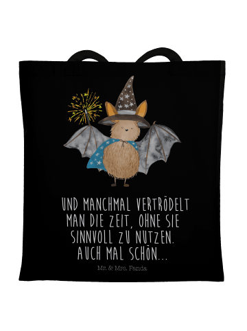 Mr. & Mrs. Panda Shopper Fledermaus Zauberer mit Spruch in Schwarz