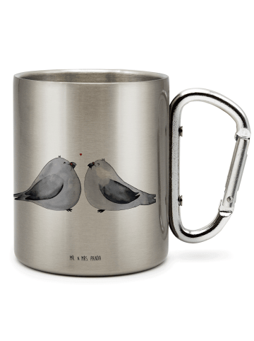 Mr. & Mrs. Panda Thermobecher Turteltauben Liebe ohne Spruch in Silber
