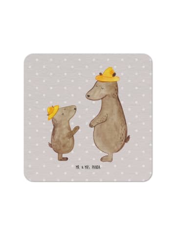 Mr. & Mrs. Panda Getränkeuntersetzer Bären mit Hut ohne Spruch in Grau Pastell