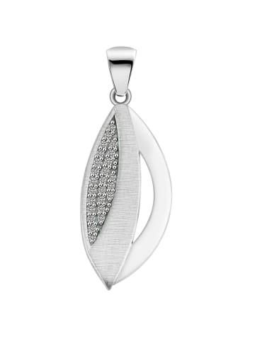 Adeliás Damen Anhänger Blatt aus 925 Silber mit Zirkonia in silber