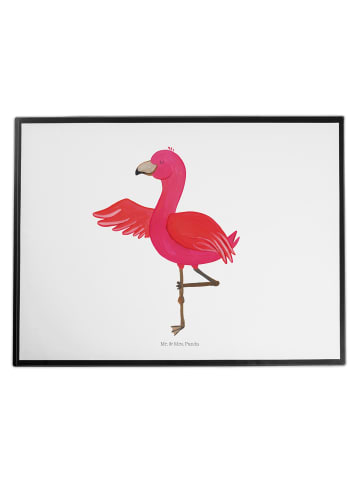 Mr. & Mrs. Panda Schreibunterlage Flamingo Yoga ohne Spruch in Weiß