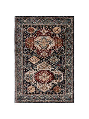 KADIMA DESIGN Teppich Kurzflor Vintage Geometrisch, Wohnzimmer in Multicolor-Blau