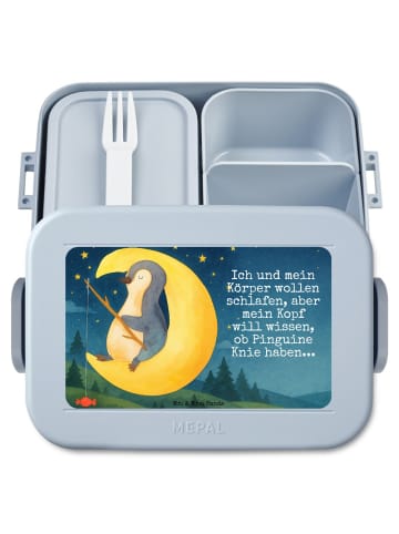 Mr. & Mrs. Panda Lunch Box Pinguin Mond Design mit Spruch in Blau Pastell