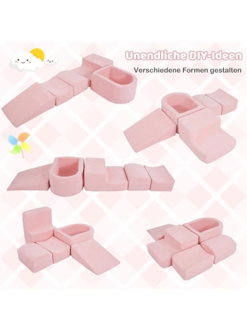 COSTWAY 5 tlg. Schaumstoffbausteine ohne Bälle Cordstoff in Rosa