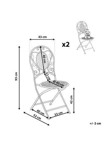 Beliani 2er-Set Gartenstuhl BIVIO in Grün