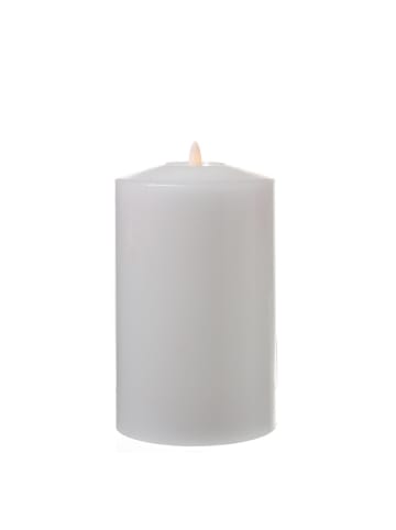 MARELIDA LED Kerze Echtwachs flackernd D: 10cm H: 18cm in weiß