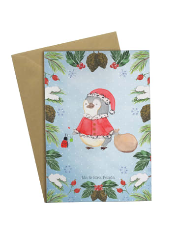 Mr. & Mrs. Panda Klappkarte Pinguin Nikolaus ohne Spruch in Weiß