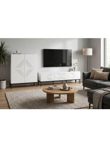 Feldmann-Wohnen Wohnzimmer-Set 2-teilig Clearing weiß / schwarz 270 / 37 / 120cm