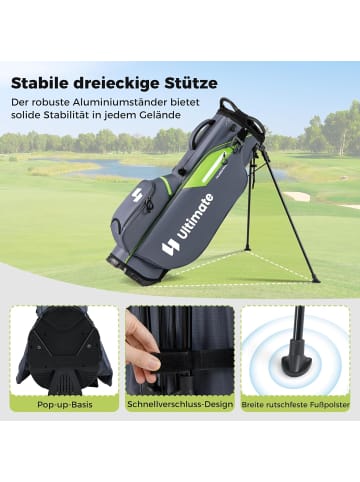COSTWAY Golf Standtasche mit 8 er Unterteilung & Regenhaube in Grau