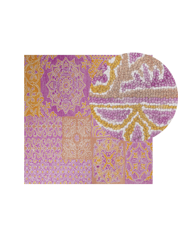 Beliani Vintage AVANOS in Bunt/Rosa/Gelb - (W) 200 x (H) 1.5 x (L) 200 cm