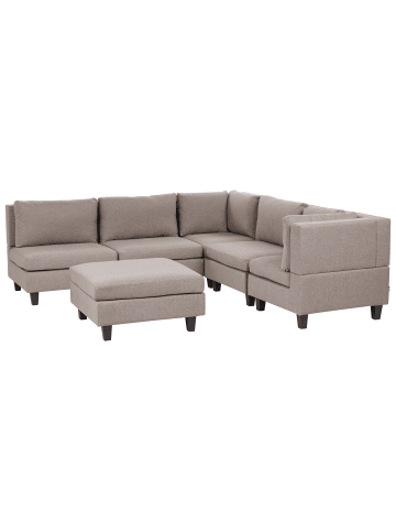 Beliani 6-tlg Modulsofa UNSTAD in Braun/Schwarz linksseitig
