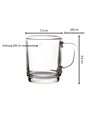 Pasabahce 12er Set Glastassen Kaffeegläser Pub 0,2 l in transparent