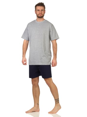 NORMANN Schlafanzug kurzarm Shorty Pyjama in grau