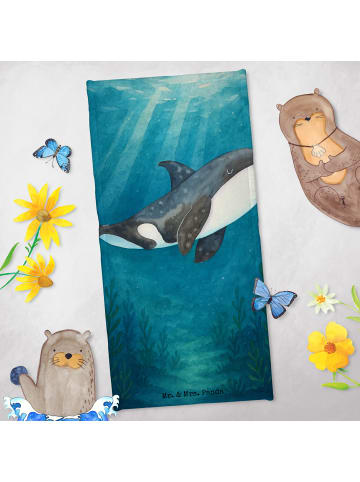 Mr. & Mrs. Panda Badehandtuch Orca Design ohne Spruch in OZeichenanblue