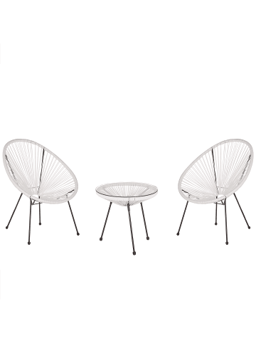 Beliani 3-tlg Bistro Set ACAPULCO II in Weiß/Schwarz