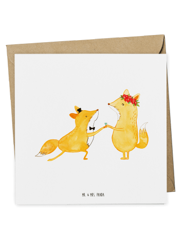 Mr. & Mrs. Panda Klappkarte Füchse Hochzeit ohne Spruch in Weiß