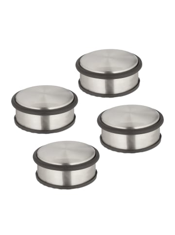 relaxdays 4 x Türstopper in Silber/ Schwarz - (H)4,5 x Ø 10,5 cm