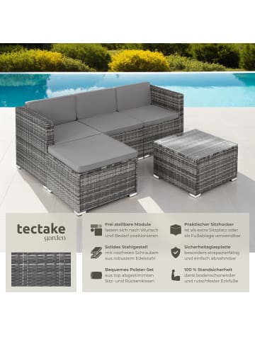 tectake Rattan Sitzgruppe mit Sicherheitsglasplatte, für 3 bis 4 Personen
