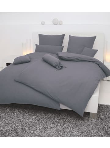 Janine Seersucker Sommer Bettwäsche - uni titan in grau