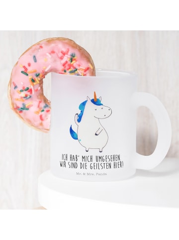 Mr. & Mrs. Panda Teetasse Einhorn Mann mit Spruch in Transparent