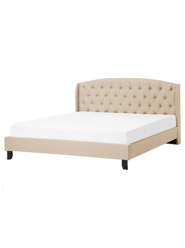 Beliani Doppelbett BORDEAUX in Beige/Braun - (W) 169 x (H) 106 x (L) 221 cm
