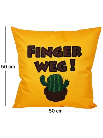 JACK 1x Outdoor Kissenhülle Motiv 50x50cm Finger Weg in Gelb
