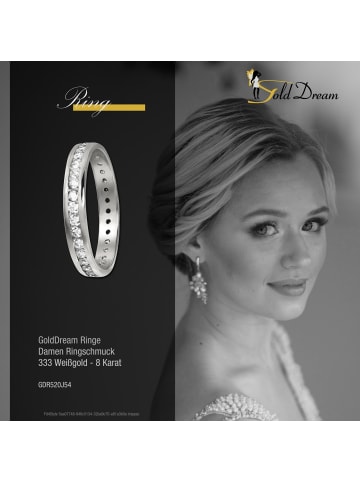 GoldDream 333 Weißgold - 8 Karat Damen Ringe Zirkonia Fingerring  54 (17,2)