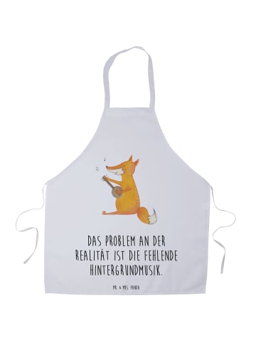 Mr. & Mrs. Panda Schürze Fuchs Gitarre mit Spruch in Weiß