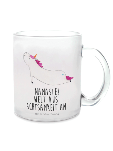 Mr. & Mrs. Panda Teetasse Einhorn Yoga mit Spruch in Transparent