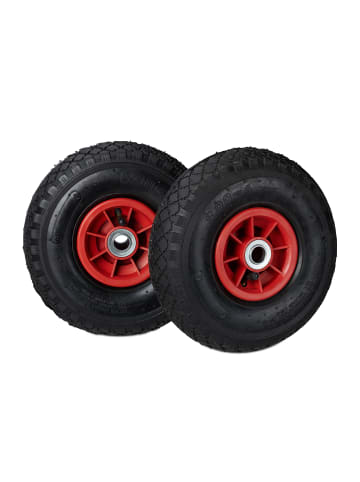 relaxdays 2x Sackkarrenrad 3.00 4 in Schwarz Rot