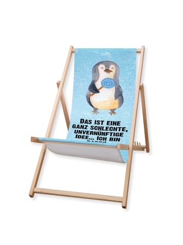 Mr. & Mrs. Panda Gartenliege Pinguin Lolli mit Spruch in Eisblau