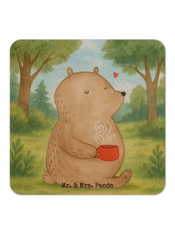 Mr. & Mrs. Panda Bierdeckel Bär Kaffee Design ohne Spruch in Weiß