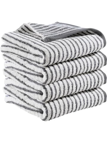 Erwin Müller Jacquard Handtuch 4er-Pack Streifen Konstanz in anthrazit