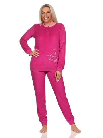 NORMANN Frottee langarm Schlafanzug Homewear Pyjama in pink