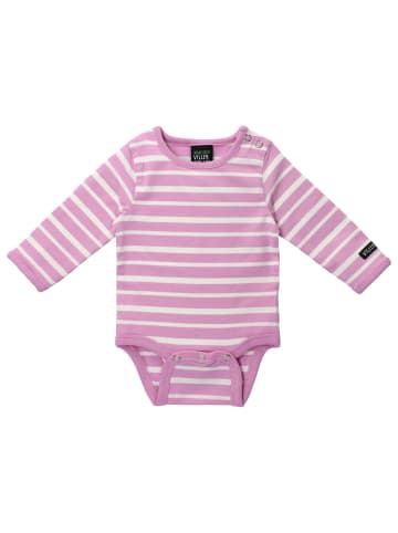 Villervalla Body Langarm Stripes in flamingo