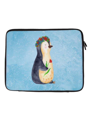 Mr. & Mrs. Panda Notebook Tasche Pinguin Blumen ohne Spruch in Eisblau