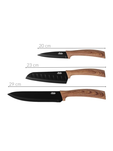 Maku Messer aus Edelstahl, 3-Set in Braun, (B) 18 x (H) 34,5 x (L) 3 cm