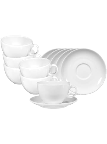 Seltmann Weiden 6er Set Milchkaffeetassen mit Untertassen VIP. 370 ml weiß in weiß
