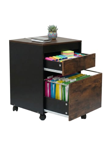 relaxdays Rollcontainer in Braun/ Schwarz - (B)40 x (H)57 x (T)40 cm